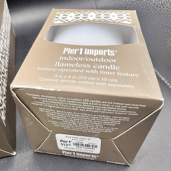 (2) Pier 1 Imports indoor/outdoor flameless Candles Battery Operated W Timer - Picture 3 of 6